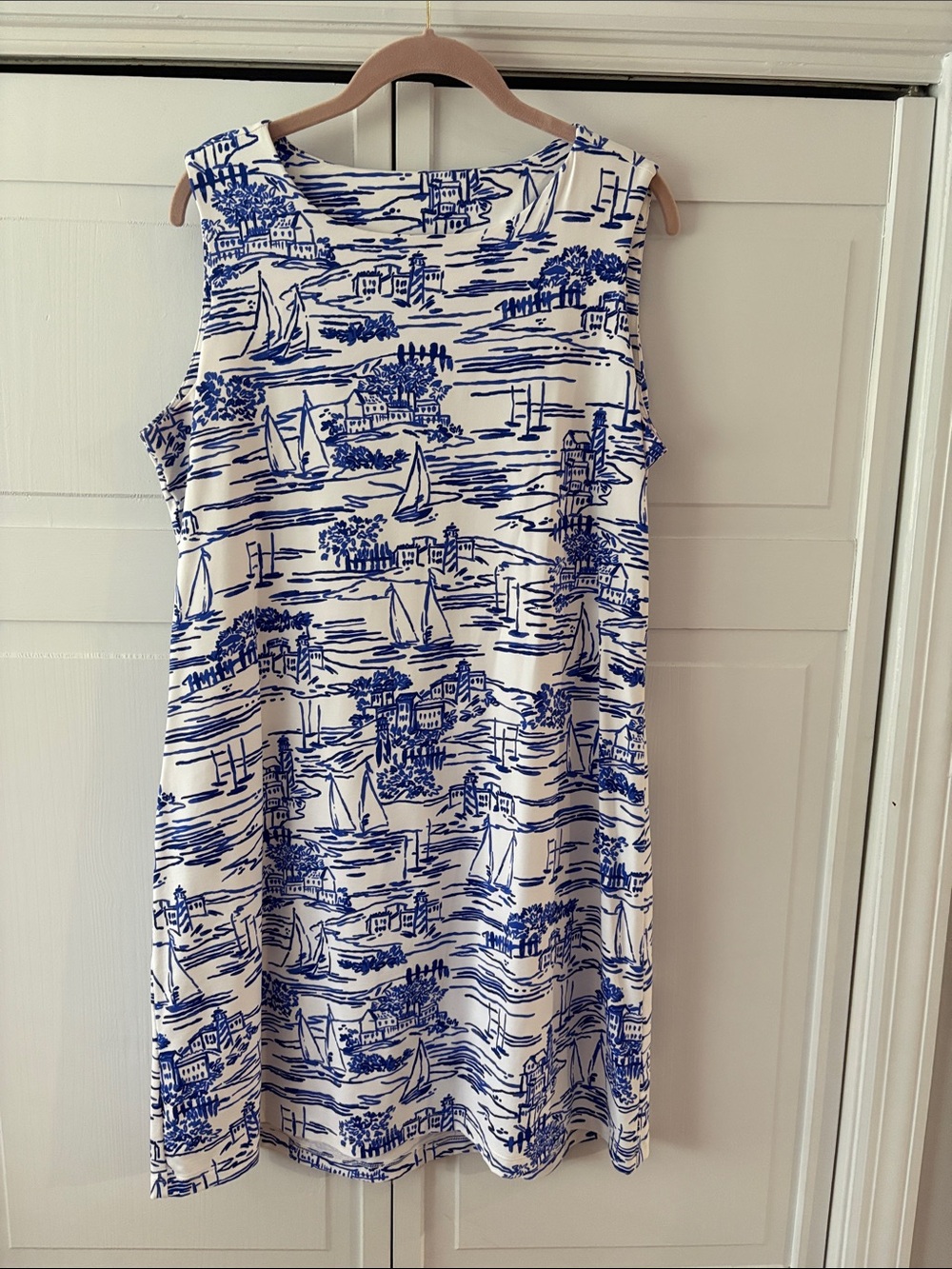 MAHI GOLD White and Blue Nautical Print Mini Dress-size XL